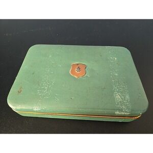 Balfour Antique Jewelry Case Aqua Turquoise W Gold Trim Velvet Lined